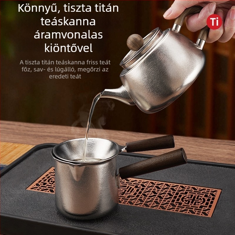 Tiszta titánból készült teáskészlet Kung-Fu tea szertartáshoz, otthoni és kültéri használatra, prémium luxus ajándék
