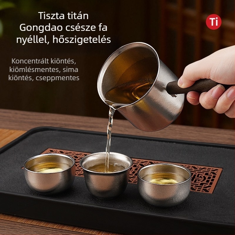 Tiszta titánból készült teáskészlet Kung-Fu tea szertartáshoz, otthoni és kültéri használatra, prémium luxus ajándék