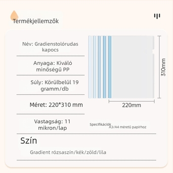 Morandi színű egyoldalas A4-es dokumentumtartó, tekerő-klippel, átlátszó, megerősített, diákoknak