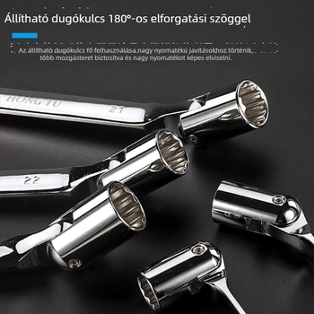 Hongtu kettős fejű csavarkulcs forgó fejjel, virágszerű fej, mozgatható állítható fej, 8–22 mm