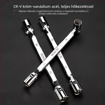 Hongtu kettős fejű csavarkulcs forgó fejjel, virágszerű fej, mozgatható állítható fej, 8–22 mm