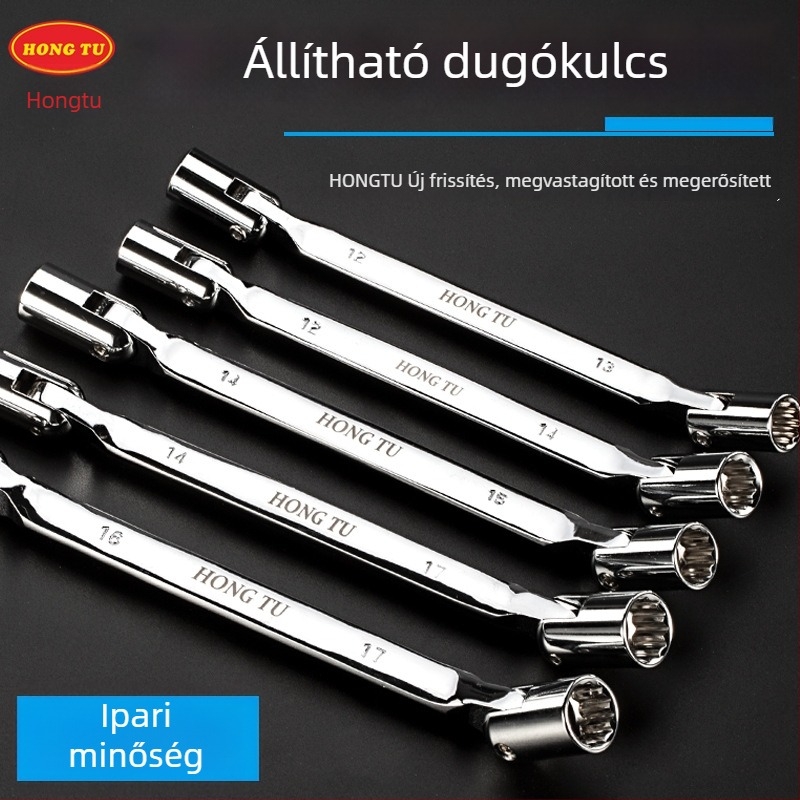 Hongtu kettős fejű csavarkulcs forgó fejjel, virágszerű fej, mozgatható állítható fej, 8–22 mm