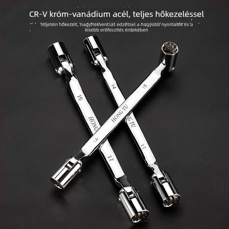 Hongtu kettős fejű csavarkulcs forgó fejjel, virágszerű fej, mozgatható állítható fej, 8–22 mm