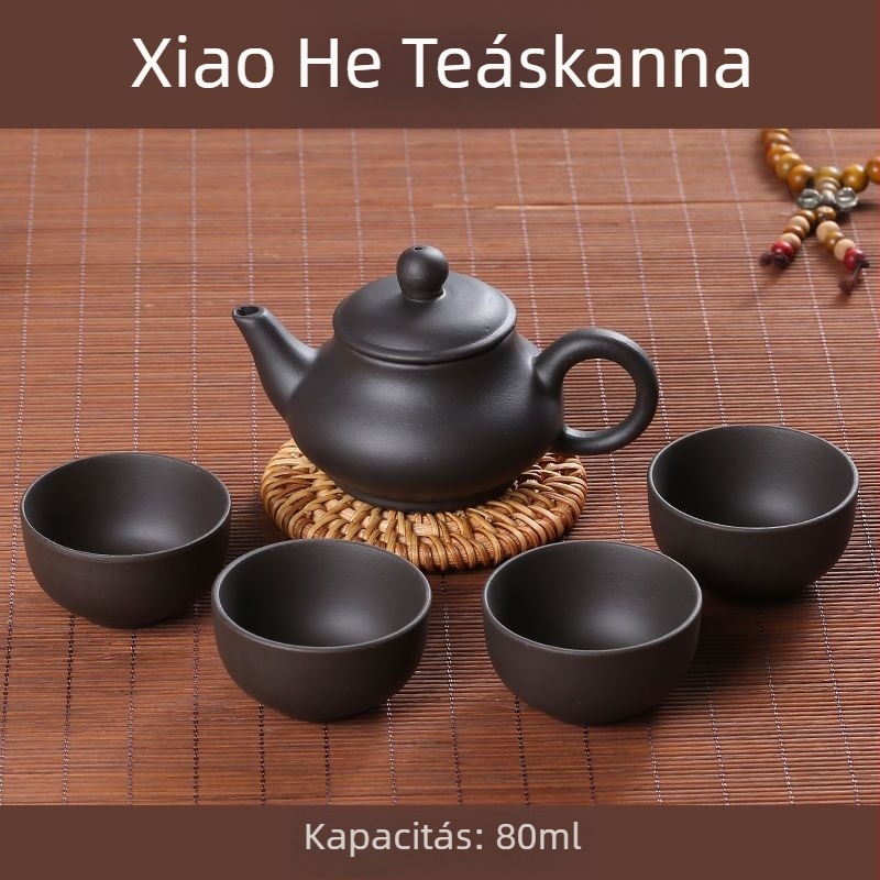 Lila agyag teáskanna négy csészével, kompakt Gongfu teáskészlet, Yixing kerámia vörös agyag szűrő teáskanna, nagy kapacitású