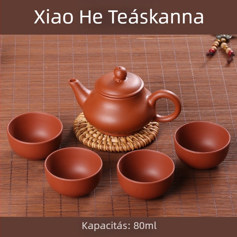 Lila agyag teáskanna négy csészével, kompakt Gongfu teáskészlet, Yixing kerámia vörös agyag szűrő teáskanna, nagy kapacitású