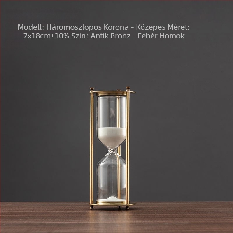 Kyushu fém homokóra időmérő, asztali dísz cinkötvözetből, 1917 koronás dizájnnal