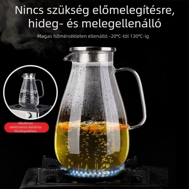 Deyin üveg hidegvíz-kanna, nordikus stílusú, hőálló, ütésálló, nagy kapacitású hideg vízhez és teához