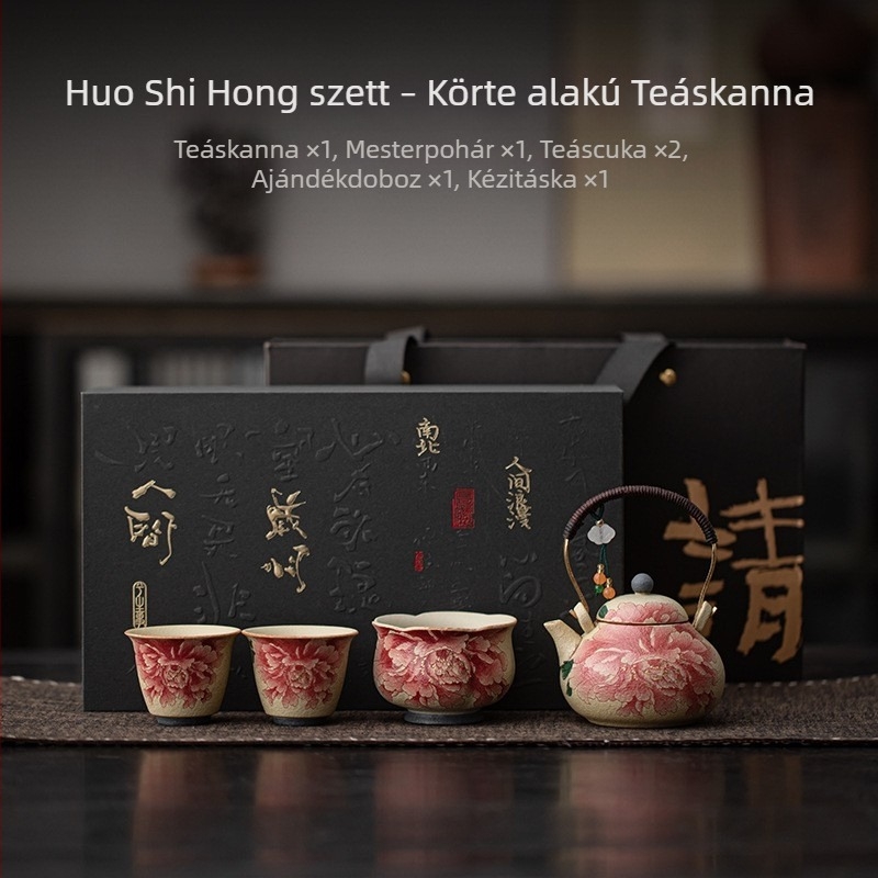 Kék-fehér porcelán teáskészlet: 1 teáskannával és 3 csészével, retro kung-fu tea készlet otthoni használatra, ajándék időseknek és ügyfeleknek.