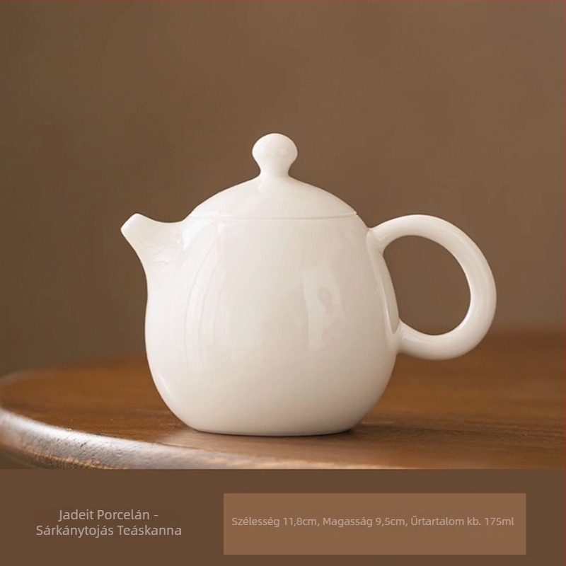 Fehér porcelán teáskanna forgó fogantyúval és szűrővel, Xishi-stílusú, otthoni használatra