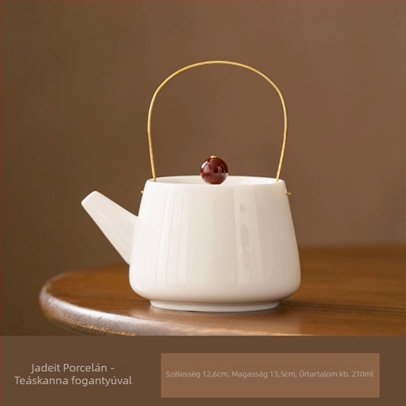 Fehér porcelán teáskanna forgó fogantyúval és szűrővel, Xishi-stílusú, otthoni használatra