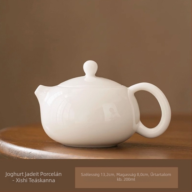 Fehér porcelán teáskanna forgó fogantyúval és szűrővel, Xishi-stílusú, otthoni használatra
