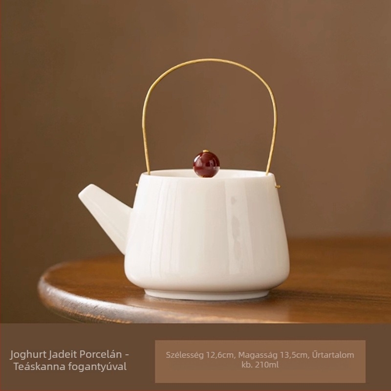 Fehér porcelán teáskanna forgó fogantyúval és szűrővel, Xishi-stílusú, otthoni használatra
