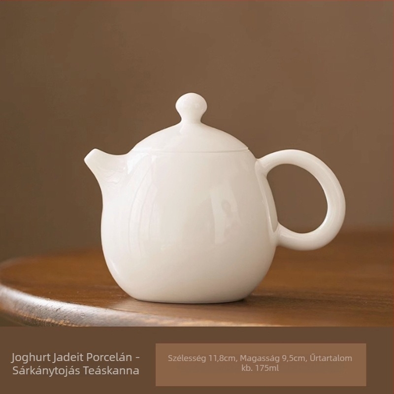 Fehér porcelán teáskanna forgó fogantyúval és szűrővel, Xishi-stílusú, otthoni használatra