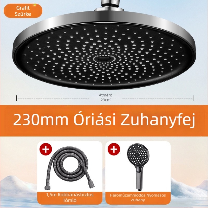 Magas nyomású esőzuhany fej egyetlen panellel, ultra-nagy lyukakkal és erős vízsugárral