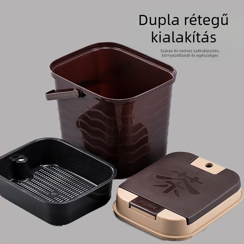Kis műanyag teás vödör leeresztéshez és vízgyűjtéshez, tealevél-maradék vödör és teás készlet kiegészítője otthoni használatra