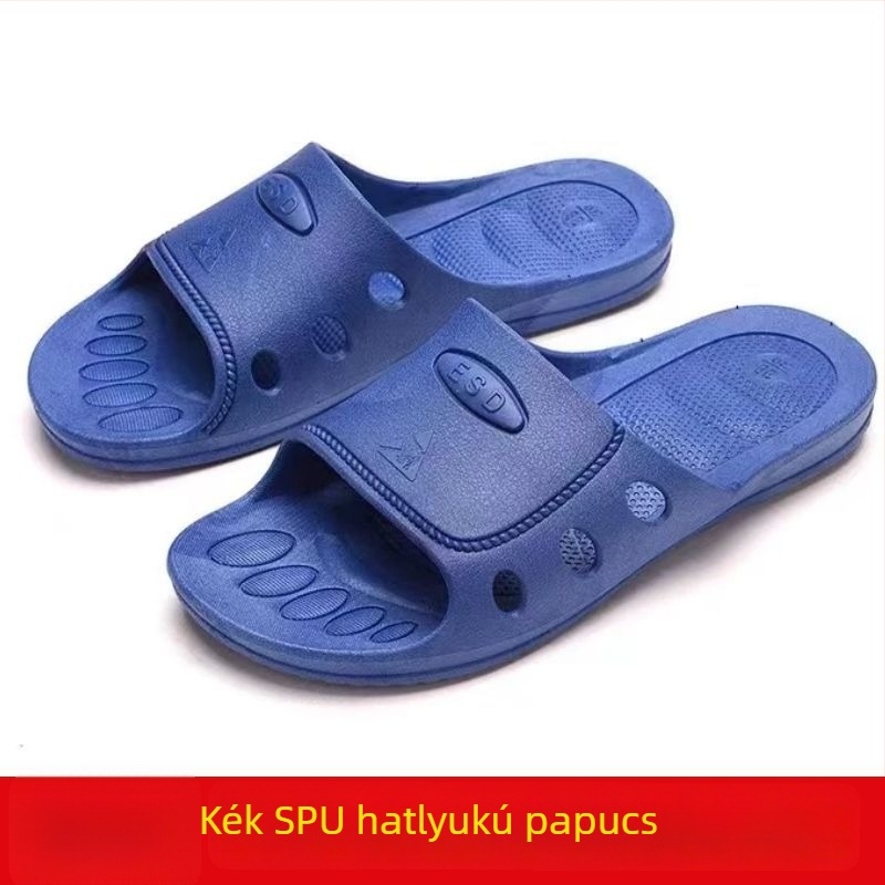 ESD-mentes papucs pormentes elektronikai műhelyben, hat kis lyukkal, puha SPU talppal, csúszásmentes, könnyű, vastagabb talppal