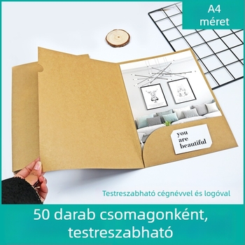 50 L-alakú A4 mappa készlet, 337 g savmentes kraft papír, vastagított kivitel beszédhez
