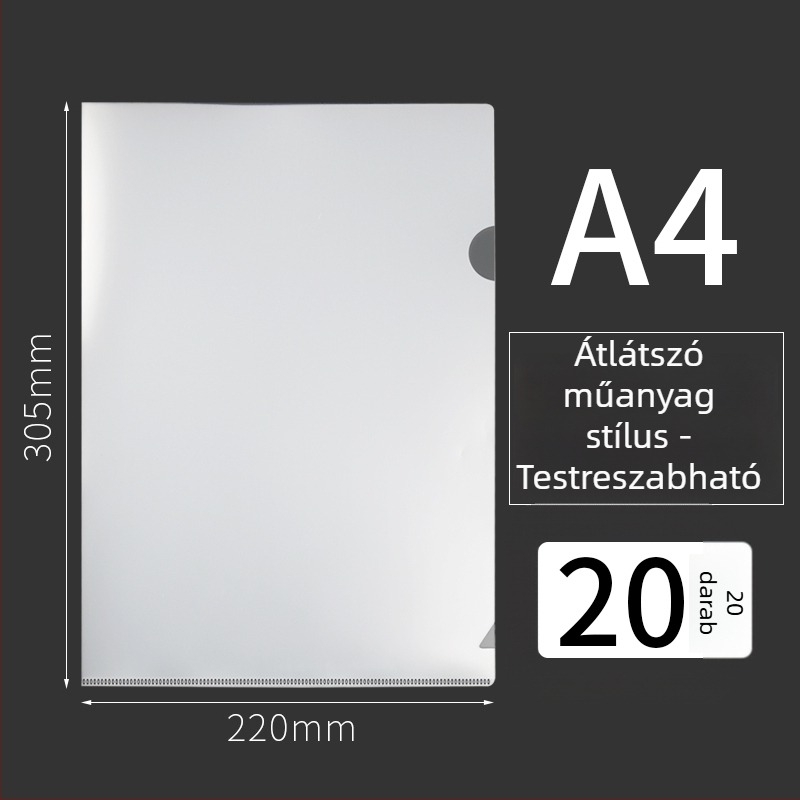 50 L-alakú A4 mappa készlet, 337 g savmentes kraft papír, vastagított kivitel beszédhez
