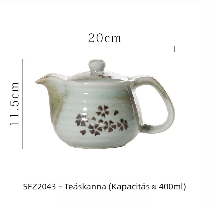 Japán stílusú kerámiás teáskanna innovatív fogantyúval, éttermek és otthoni használatra, szűrőnyílásokkal