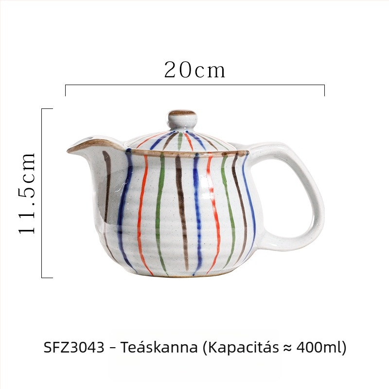 Japán stílusú kerámiás teáskanna innovatív fogantyúval, éttermek és otthoni használatra, szűrőnyílásokkal