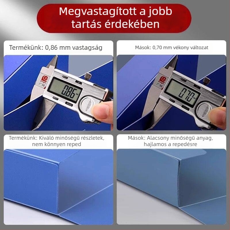 A4-es irattároló doboz, nagy kapacitású, 55 mm vastag testtel, iratok rendezésére számlázási és HR célokra