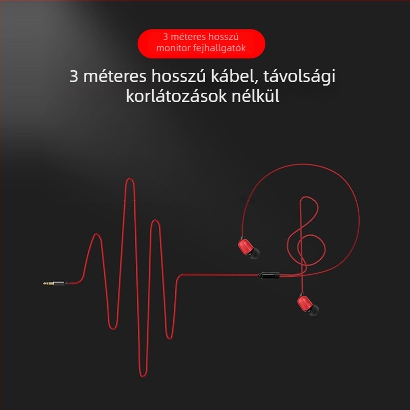 3 méteres vezetékes in-ear monitor fülhallgató mikrofonnal, mobiltelefonhoz és PC-hez, streamingre és karaokehoz