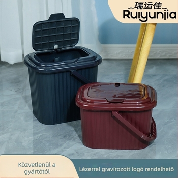 Műanyag tea-üledék vödör fedéllel, szűrővel és lefolyóval