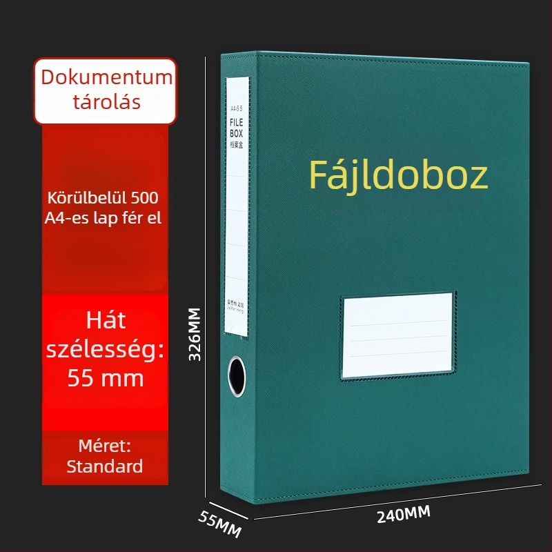 Bőrhatású aktatartó doboz, nagy kapacitású, üzleti dokumentumok és pénzügyi nyilvántartások.