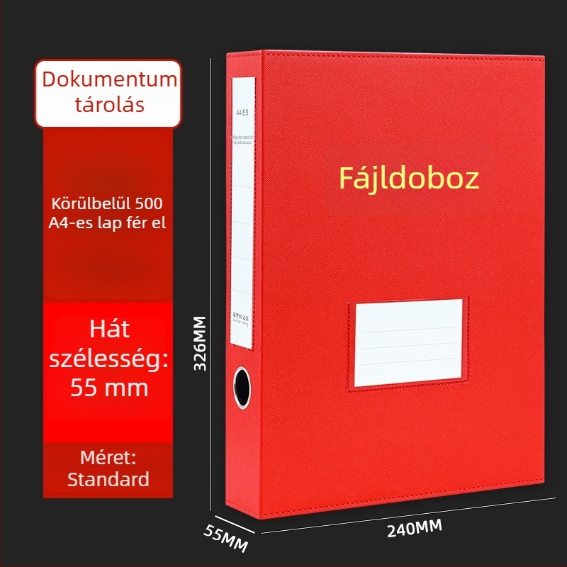 Bőrhatású aktatartó doboz, nagy kapacitású, üzleti dokumentumok és pénzügyi nyilvántartások.