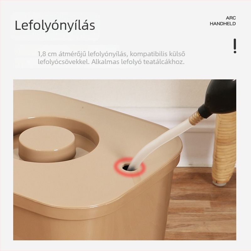 Hordozható teás vödör szűrőréteggel és négyszögletes rugós fedéllel, 10 L, retro stílusú tealevél- és vízlefolyás tárolás.