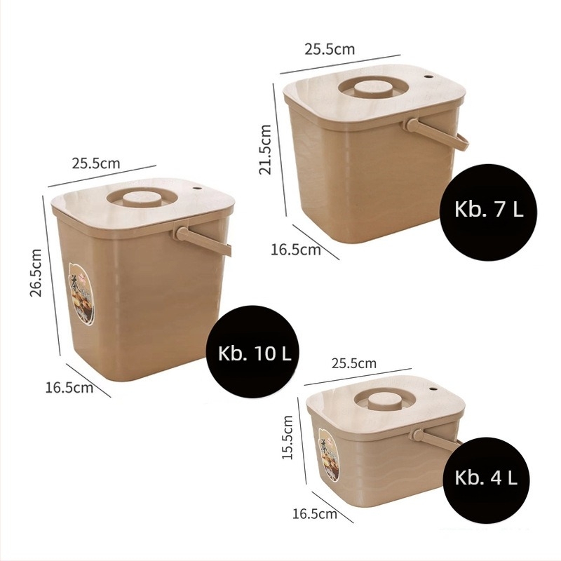 Hordozható teás vödör szűrőréteggel és négyszögletes rugós fedéllel, 10 L, retro stílusú tealevél- és vízlefolyás tárolás.
