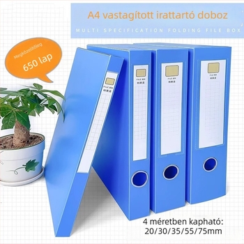 A4-es megerősített irattartó doboz, 55 mm-es gerinc, műanyag dokumentumtároló doboz