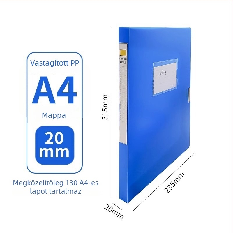 A4-es megerősített irattartó doboz, 55 mm-es gerinc, műanyag dokumentumtároló doboz