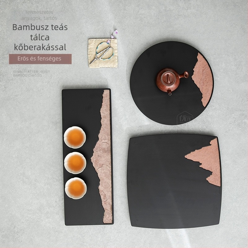 Nan bambusz teás tál – egyszerű otthoni használatra, nappaliba, kínai stílusú retro száraz főzéshez