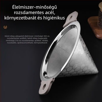 304 rozsdamentes acél teafilter dupla fülű, finom szűrő teához és kávéhoz