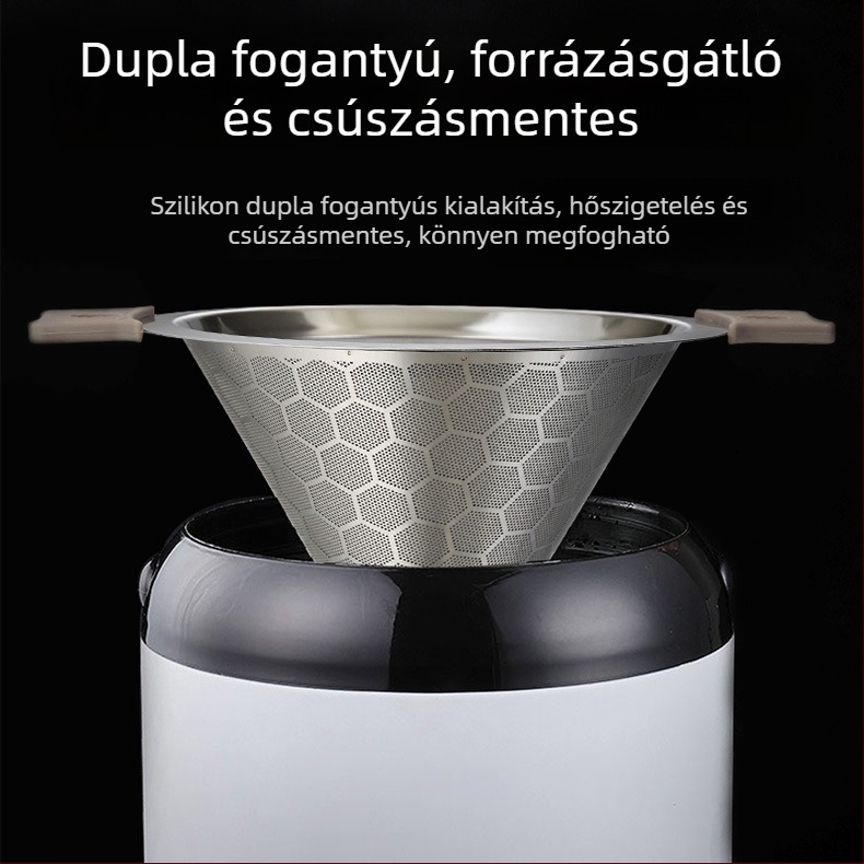 304 rozsdamentes acél teafilter dupla fülű, finom szűrő teához és kávéhoz