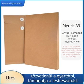 Kraftpapír dokumentumtáska, vastagított és szegecseléssel megerősített, nagy kapacitású