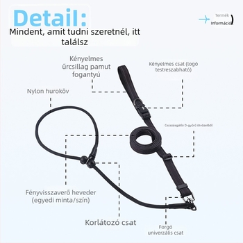 Kéz nélküli kutya póráz cross-body övvel – nylonból készült, fényvisszaverő csíkkal, multifunkcionális
