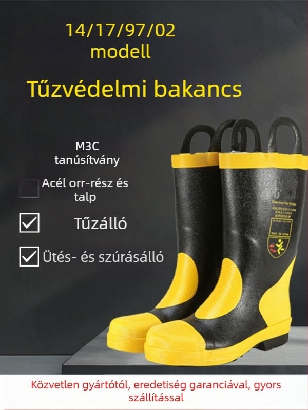 Tűzoltóvédelmi bakancsok acéllemezekkel
