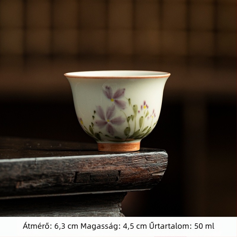 Kézzel festett, aláglazúros színű kis teáscsésze kerámiából, Kung Fu tea készlethez, kínai retro stílus