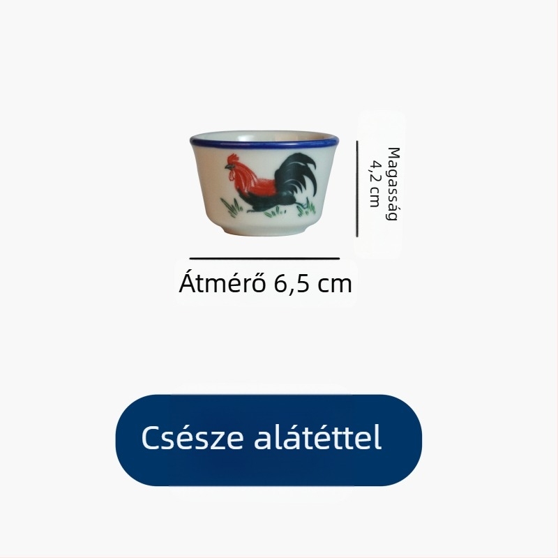 Kínai stílusú porcelán teáscsésze kakas motívummal, retro kis teáscsésze