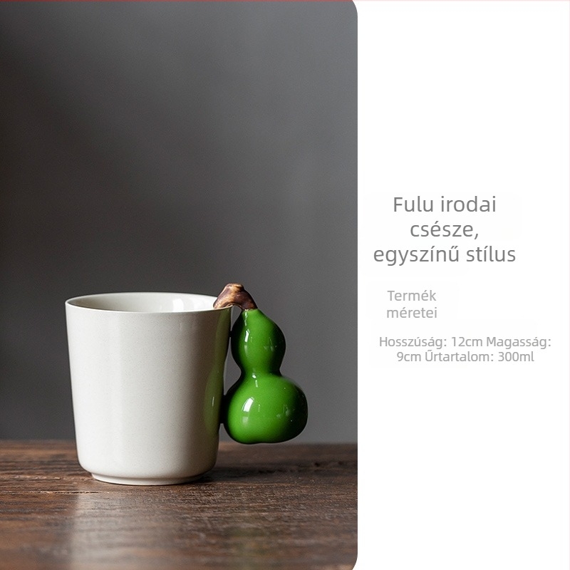 Kézzel készített tök alakú kerámia teáscsésze növényi hamuval, Fu Lu Kung Fu teáscsésze, irodai pohár