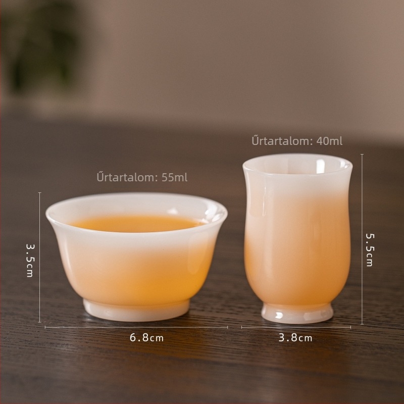 Fehér porcelán teáskészlet Gongfu teához, háztartási használatra