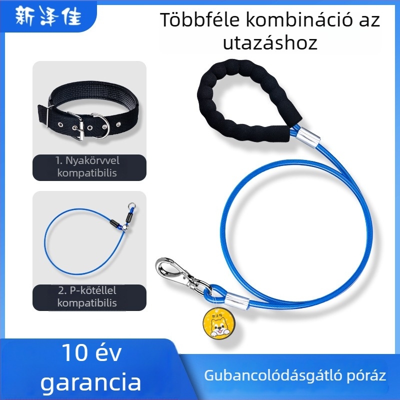 Csomózásmentes kutyapóráz közepes és nagytestű kutyáknak, kültéri séták