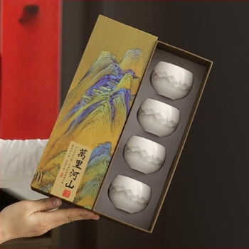 Nagy Blanc-de-Chine porcelán teáscsésze, fehér kerámia, minimalist stílus