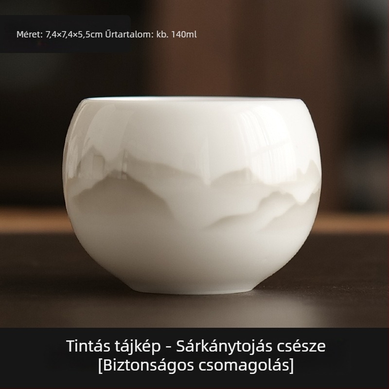 Nagy Blanc-de-Chine porcelán teáscsésze, fehér kerámia, minimalist stílus