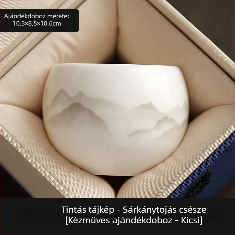 Nagy Blanc-de-Chine porcelán teáscsésze, fehér kerámia, minimalist stílus