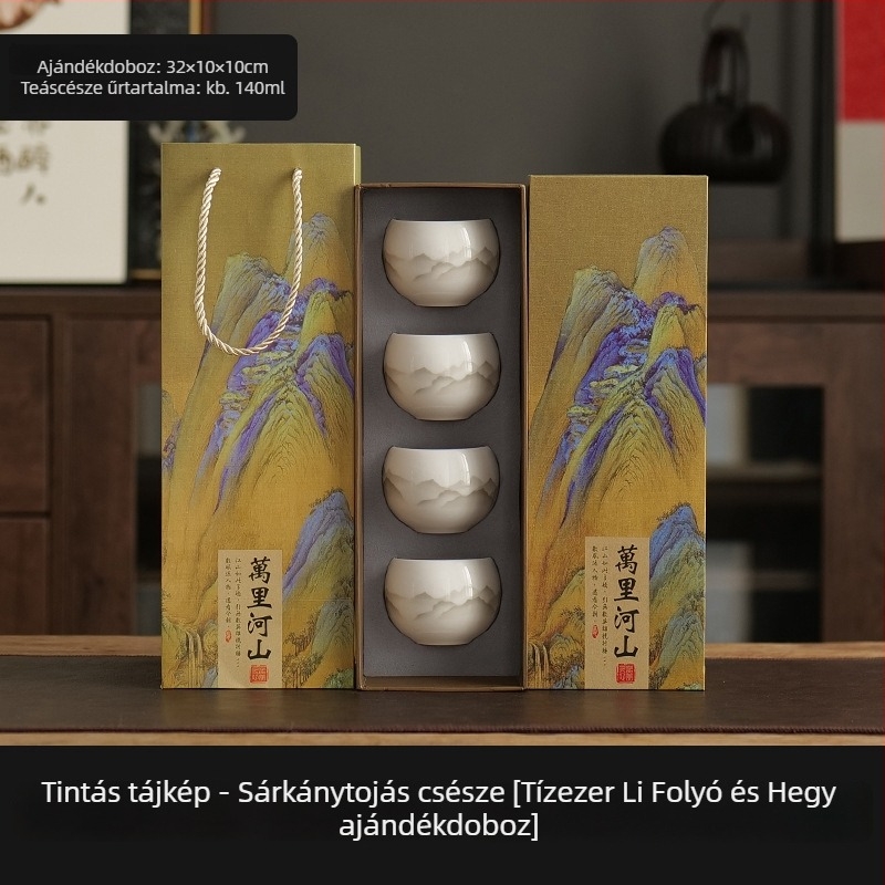 Nagy Blanc-de-Chine porcelán teáscsésze, fehér kerámia, minimalist stílus