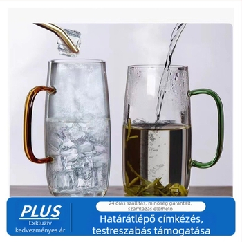 Boroszilikát üvegből készült teáscsésze, vastag fogantyúval, hőálló, zöld teához, irodai használatra