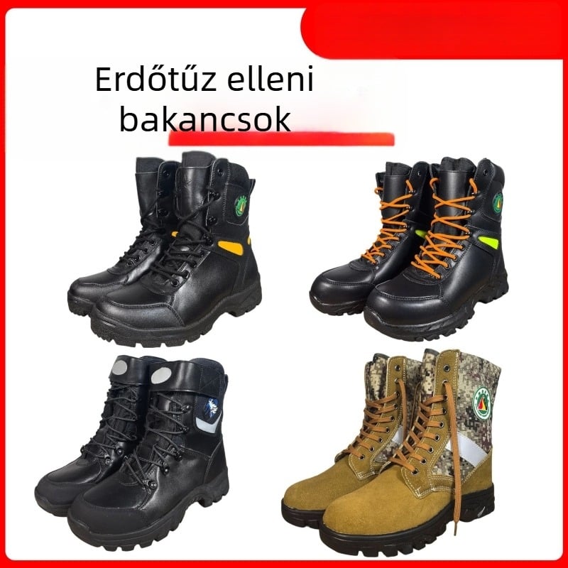 Erdei tűzvédelmi magas szárú csizma, szigetelt, ütésálló és perforáció-ellenálló, kopásálló védőcipő
